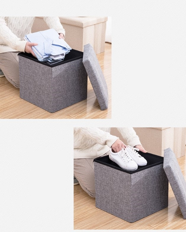 Collapsible Ottoman - Hidden Storage, Seat & Foot Stool